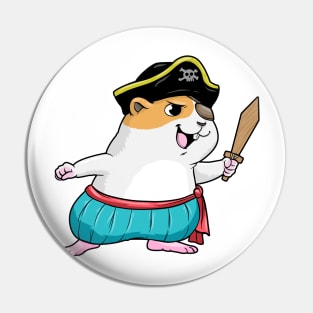 Hamster as a pirate with a sword Pin