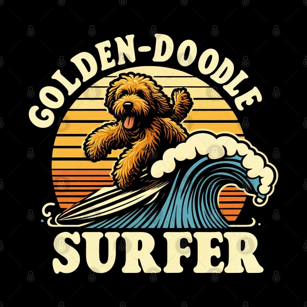 Retro Goldendoodle Surfer by SimpliPrinter