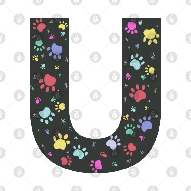 U letter  with colorful paw print by GULSENGUNEL