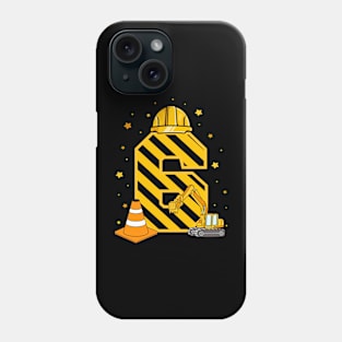 Six 6yr 6th Birthday Construction Outfit Boy 6 Years Old Phone Case