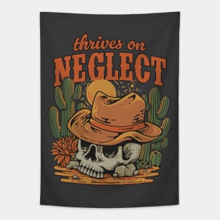 Thrives on Neglect - Funny Desert Skull Tapestry