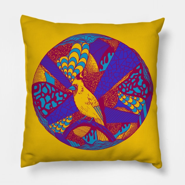 Triad Circle of The Northern Cardinal Pillow by kenallouis