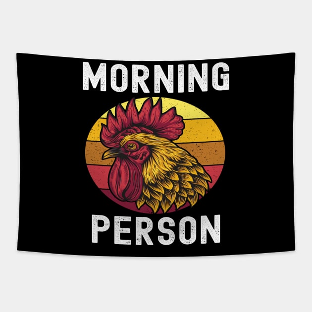 Graphic Rooster Morning Person Animal Retro Rise And Shine Tapestry by Lone Wolf Works