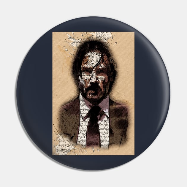 KEANU portrait Vintage Art Style Pin by Naumovski