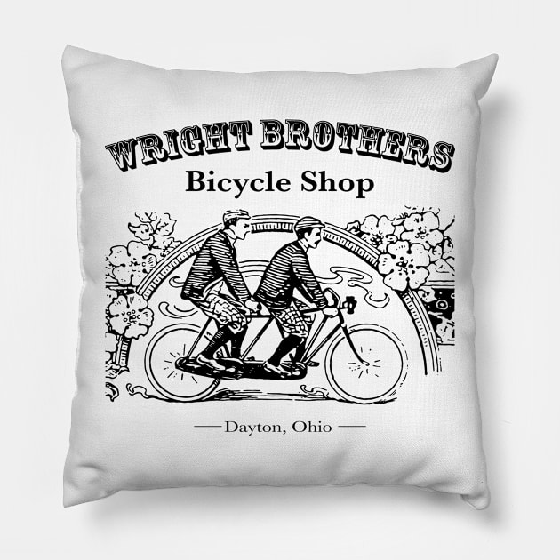 Wright Brothers Bicycle Shop, Dayton Ohio, Visiting Ohio Pillow by penandinkdesign@hotmail.com