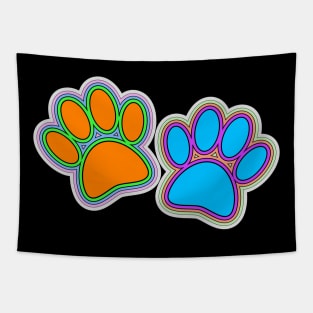 Dog Paw Prints In Vibrant Colors Tapestry