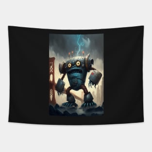 Monster giant robot attacking the city Tapestry