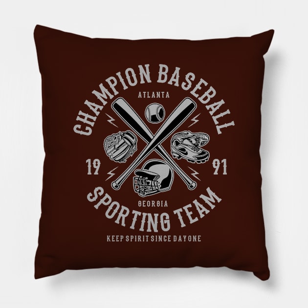 Baseball Champion Pillow by lionkingdesign