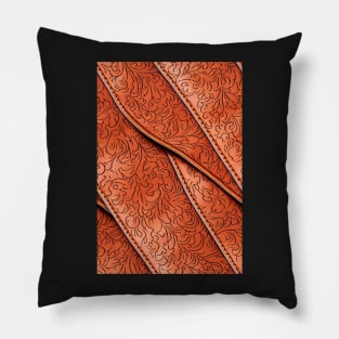 Brown Ornamental Leather Stripes, natural and ecological leather print #62 Pillow