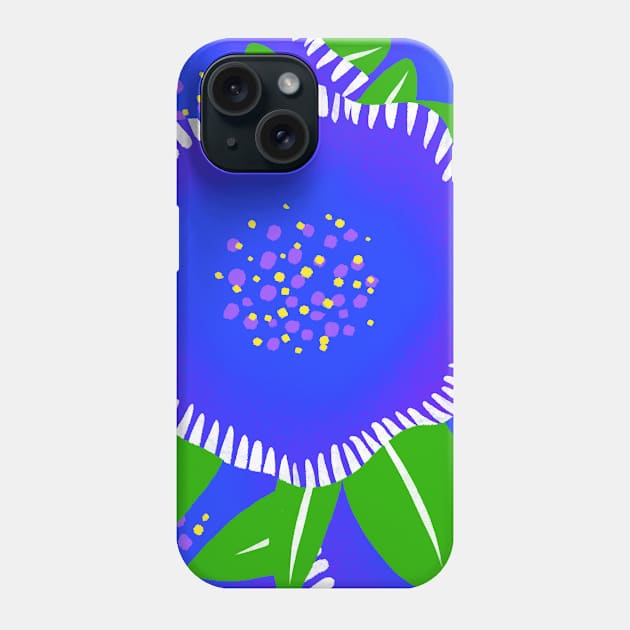 Blue flowers with green leaves Phone Case by iulistration