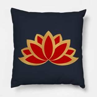 Red and gold lotus design , Traditional lotus Pillow