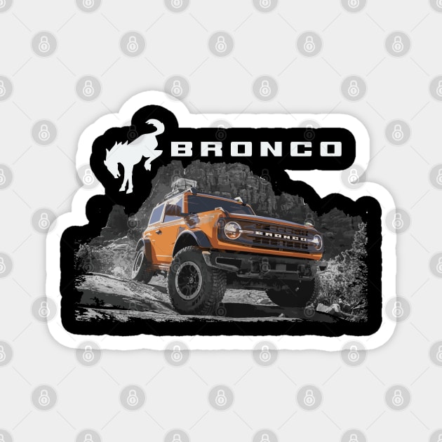 6th gen bronco 6g Black Diamond Cyber Orange Murica Magnet by cowtown_cowboy