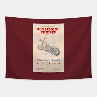 Cruiser Garage Old School Motorbike Tapestry