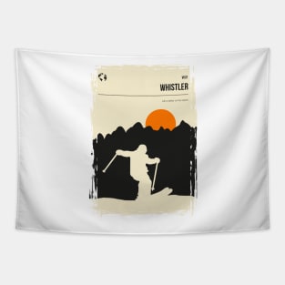 Whistler skiing vancouver travel poster in minimal retro book cover style Tapestry