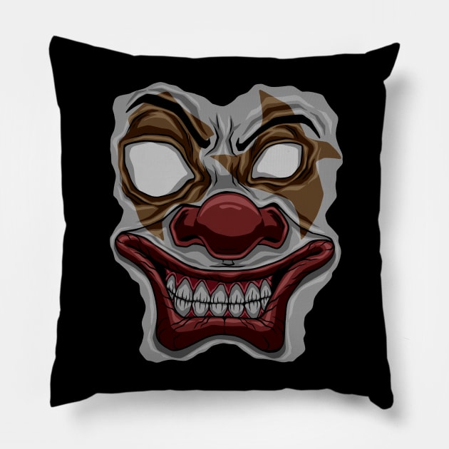 crazy clown face Pillow by JiraDesign