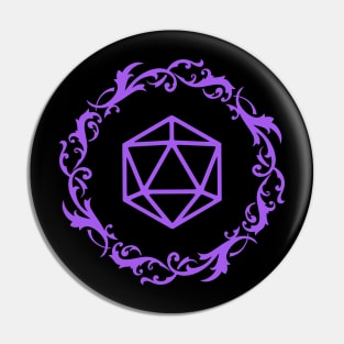 Magical Polyhedral D20 Dice Purple Tabletop Roleplaying RPG Gaming Addict Pin