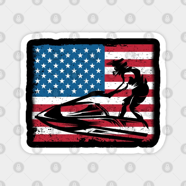 Jet Skiing - Jet Skier USA Flag Magnet by Kudostees