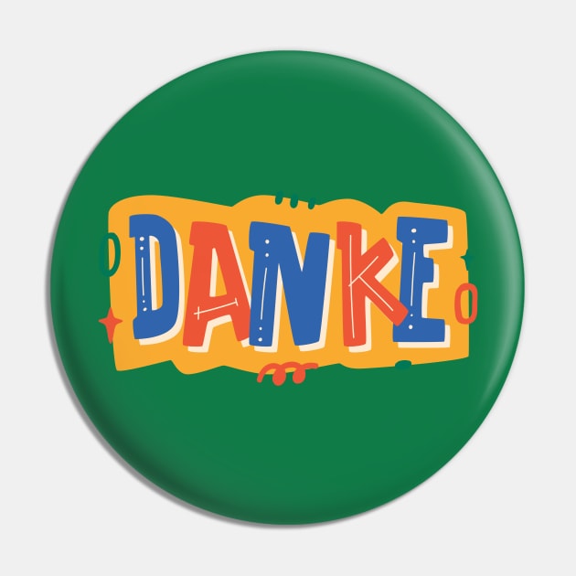 Colorful Retro Danke Word pattern Pin by RubyCollection