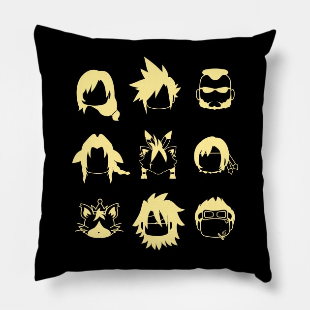 Final Fantasy 7 | Whole party icons Pillow by MJ Kelly's