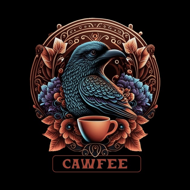 Cawfee Crow with a cup by MusicianCatsClub