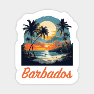 Barbados Sunset (with Orange Lettering) Magnet