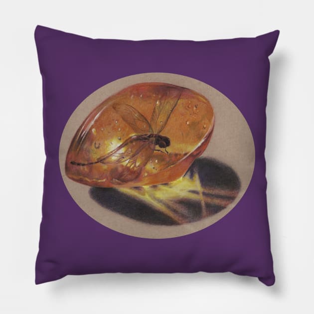 Dragonfly in Amber Pillow by justteejay