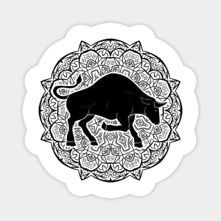 Taurus Mandala Zodiac in Black and White Magnet