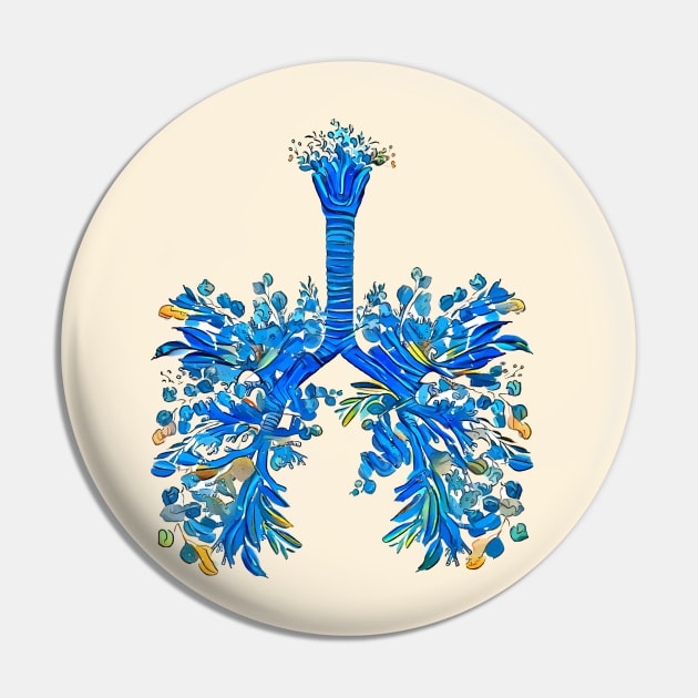 Blue Lungs with leaves and flowers Pin by Collagedream