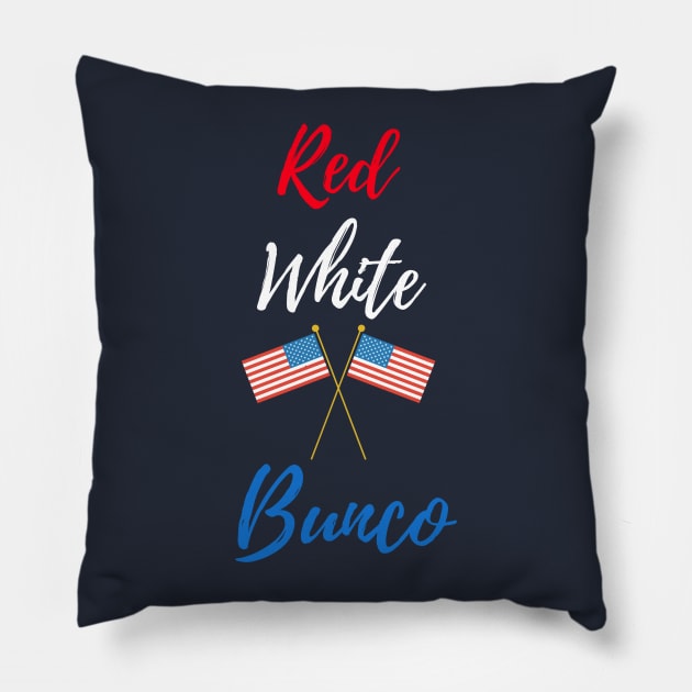 Red White and Bunco Flag Dice Funny Bunco Dice Game Pillow by MalibuSun