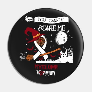 Myeloma Awareness Witches Halloween Burgundy Ribbon In This Family No One Fights Alone Pin