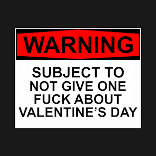 WARNING - Subject To Not Give One Fuck About Valentine's Day T-Shirt