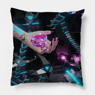 COLD LOVE. SCI-FI FUTURISTIC ART. ROBOTs and HEART Pillow