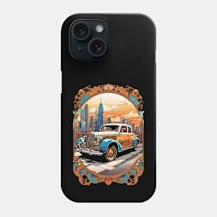 Classic Car City Sunset retro vintage floral design Phone Case