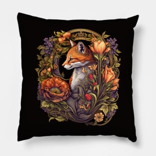 Fox and flowers Pillow