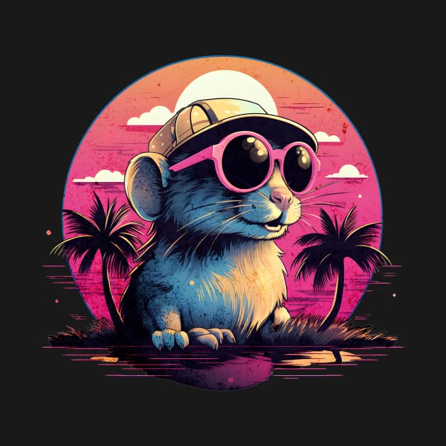 Retro Wave Gerbil by Miami Neon Designs