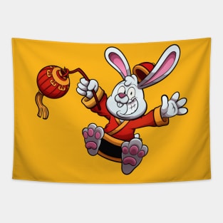 Cute Jumping Chinese Rabbit Tapestry