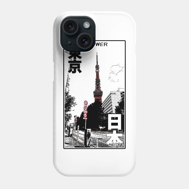 Tokyo Tower with Japanese and English text Phone Case by Klenk