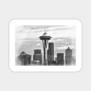 Seattle Skyline Sketched Magnet