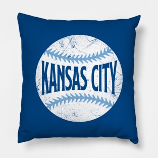 Kansas City Retro Baseball - Blue Pillow