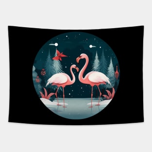 Flamingo Flock Sunset, Xmas,  Love Flamingos Tapestry