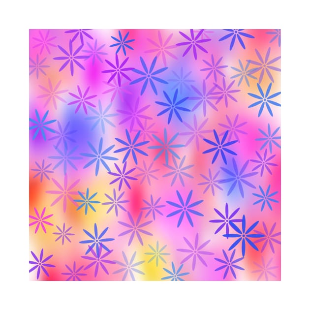 Multicolor Flowers on a Bright Colorful Background white underlay by Klssaginaw