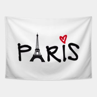 Paris with Eiffel tower and red heart Tapestry