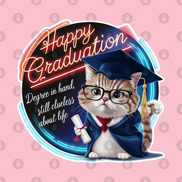 Happy Graduation Cat - Degree in hand but still clueless about life by QuirkyCil