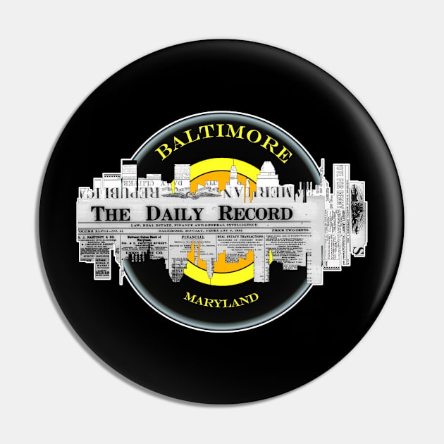 Baltimore Vintage News Skyline Pin by crunchysqueak