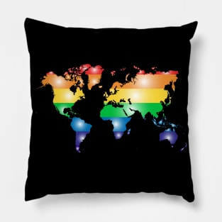 World Map Gay Flag Pillow