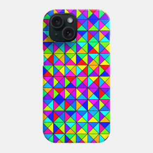 Colorful Squares Triangles Black Lines Phone Case