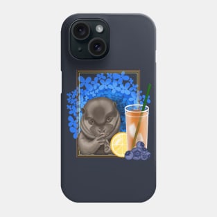 Cute Otter with cocktail, lemon and blueberries Phone Case