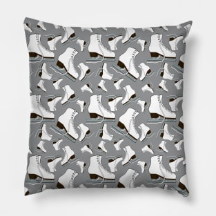 Figure Skates on Ultimate Gray Background Design Pillow