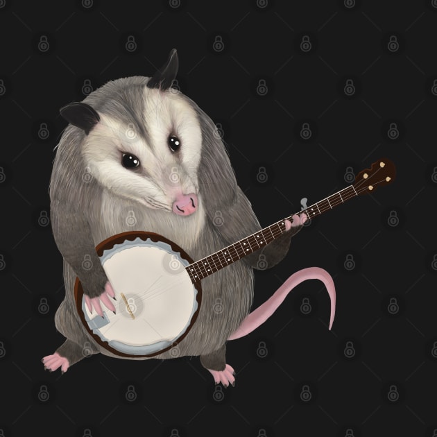 Opossum playing the banjo - possum by Mehu Art