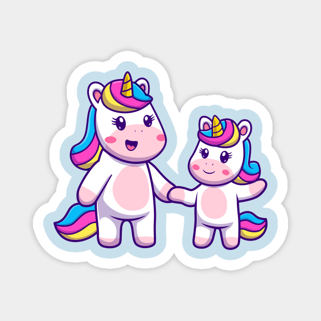 Cute Mom Unicorn With Baby Unicorn Cartoon Magnet by Catalyst Labs